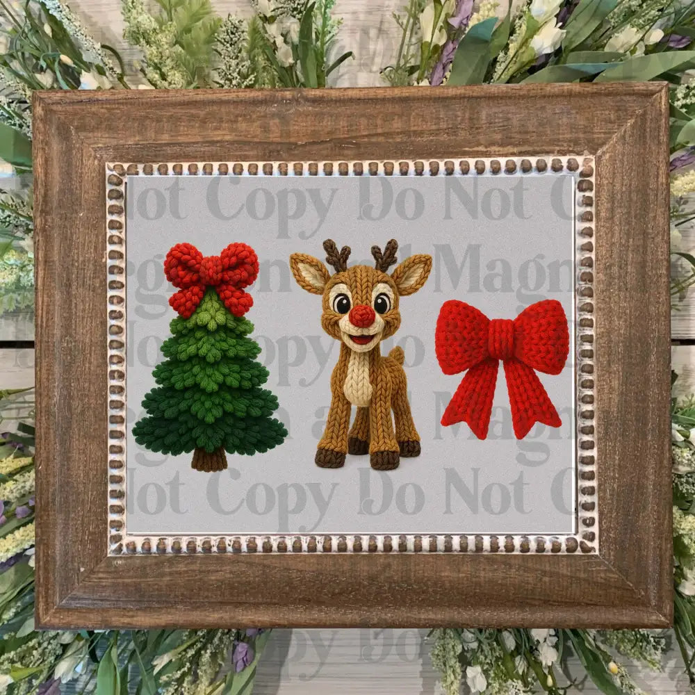 Yarn Rudolph tree bow