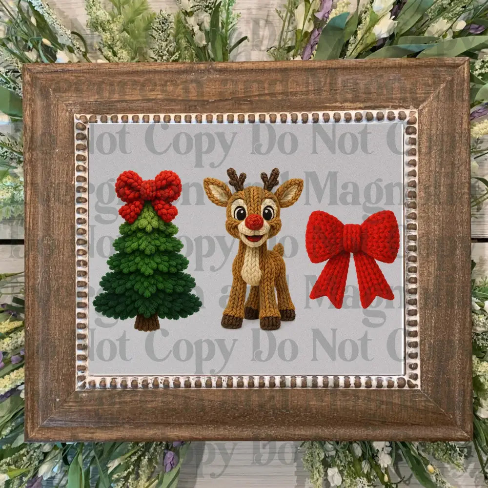 Yarn Rudolph tree bow