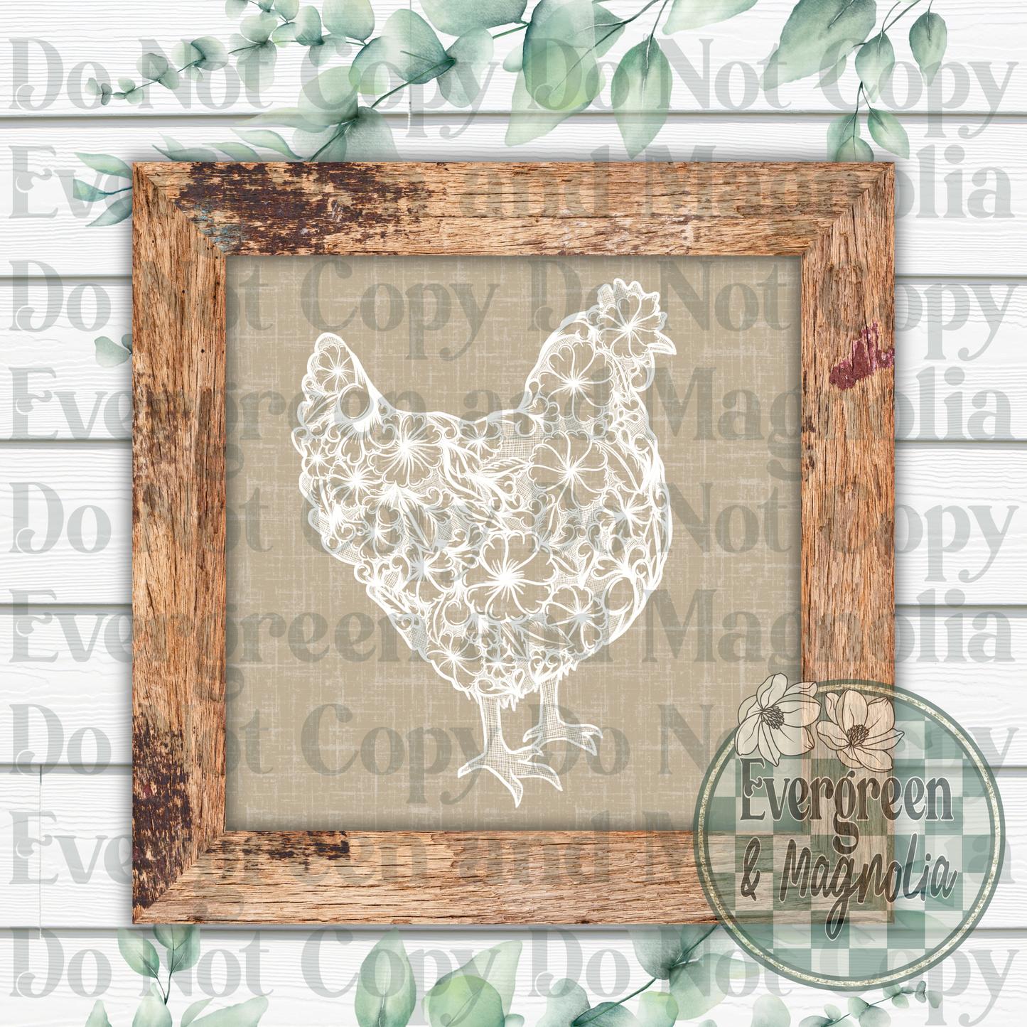 Tooled Leather Hen (white)