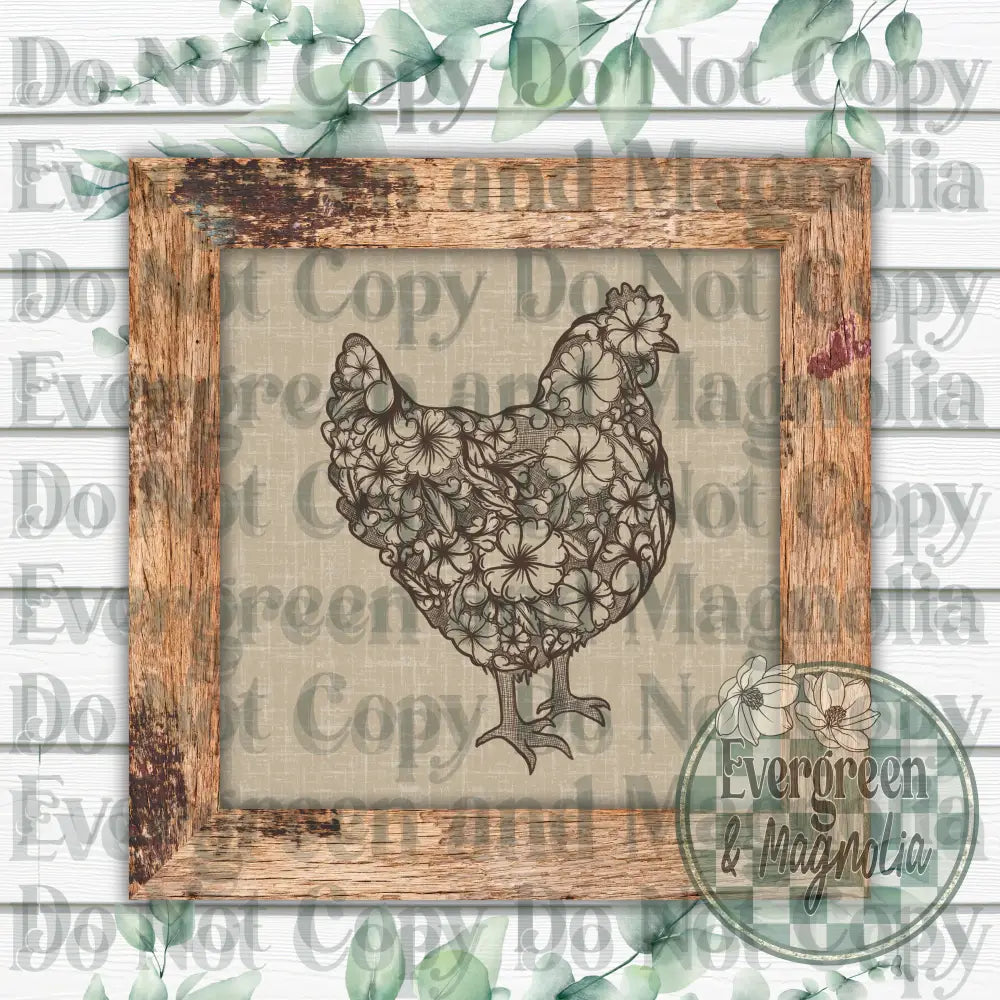 Tooled Leather Hen (dark brown)
