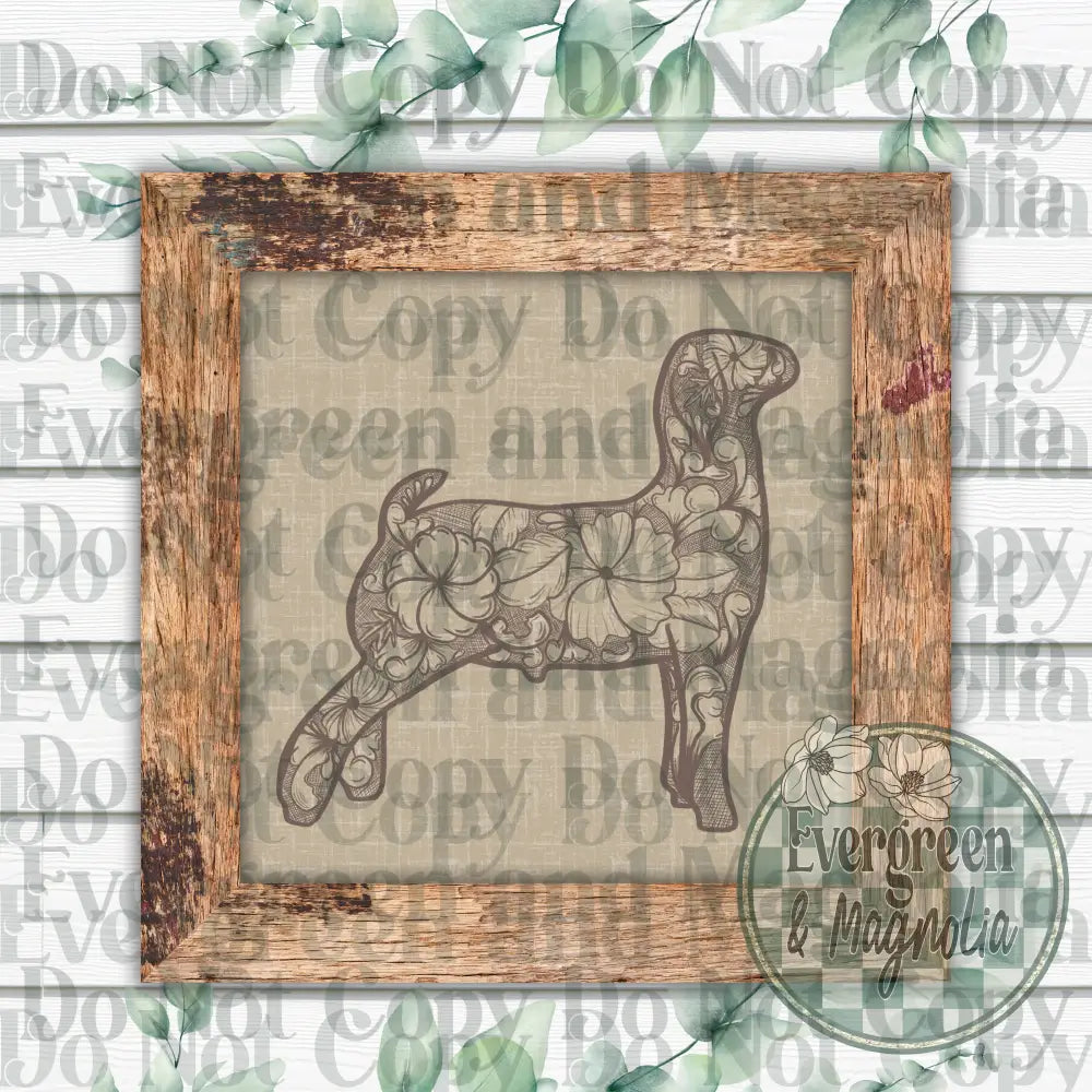 Tooled Leather Show Goat (light brown)