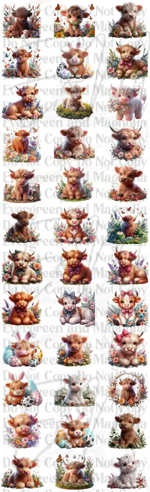 Cute highland cows gang sheet