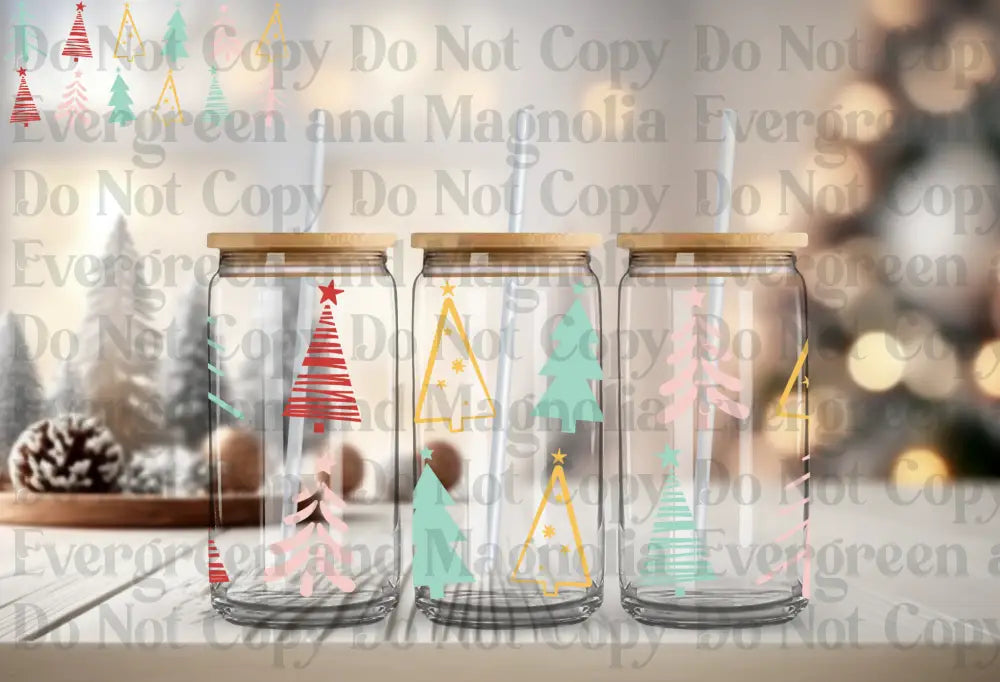 Bright tree outlines