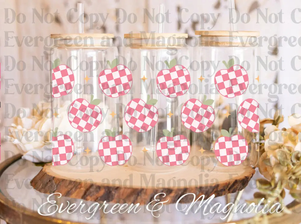 checkered-apple UV DTF print