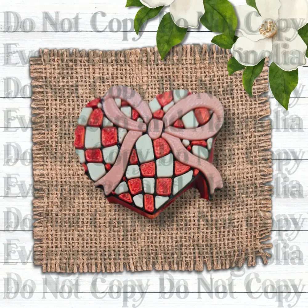 Heart Bow Mosaic Desk Decor Collection | Sticky Notes, Straw Topper, Charms & Office Accessories