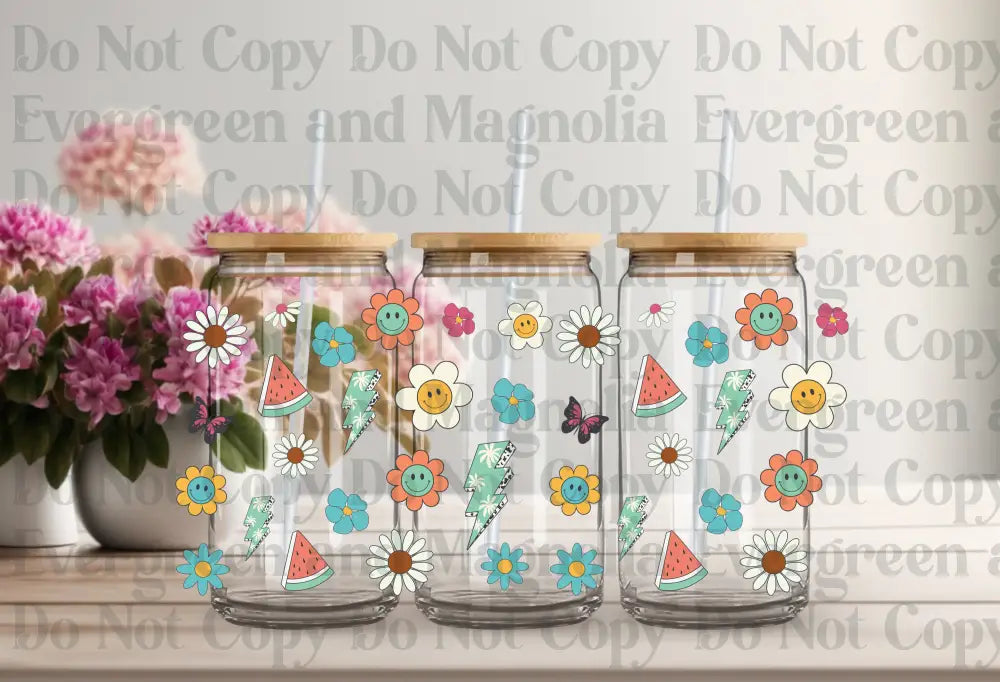 Flower Summer Retro Uv Dtf Print