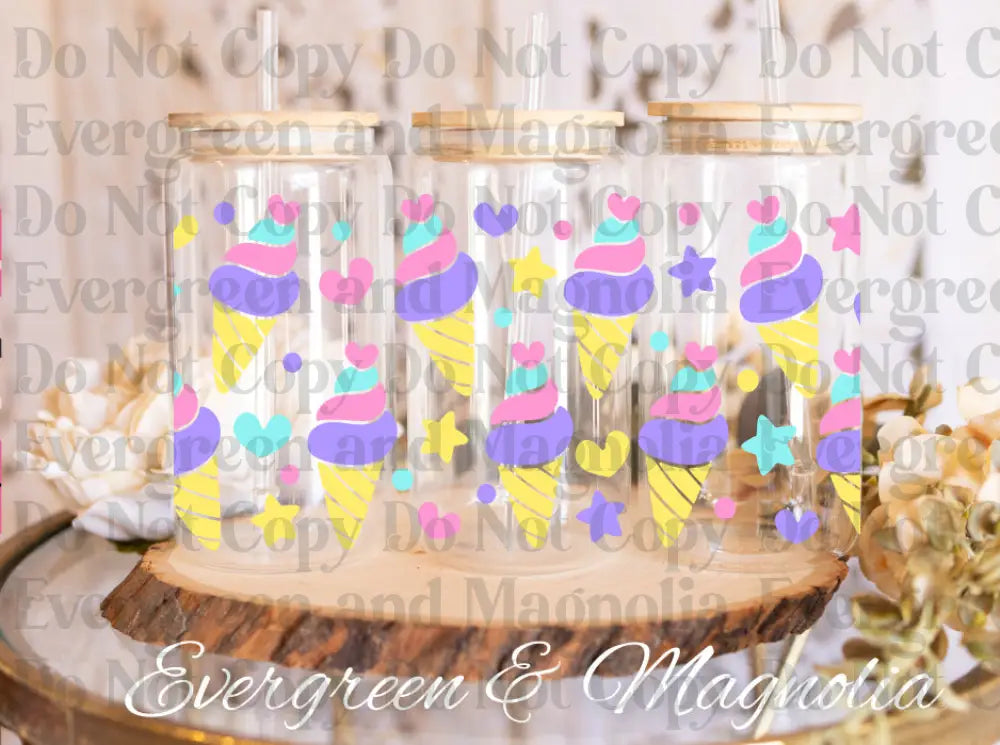 ice cream libbey UV DTF print