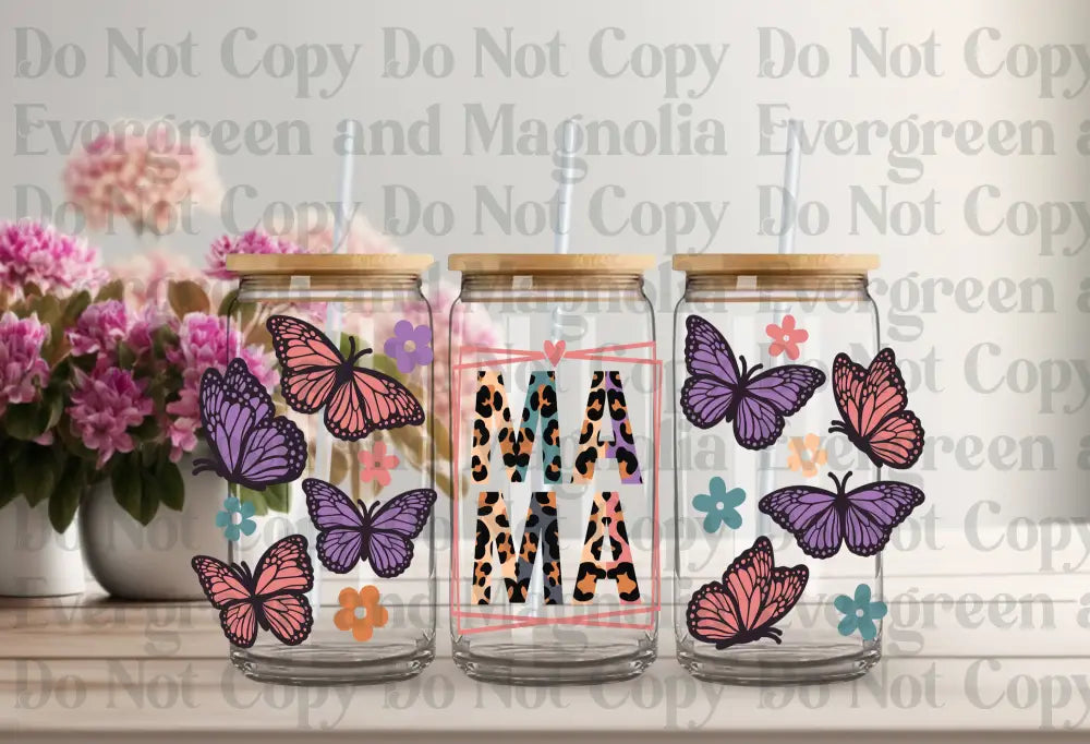 Mama Butterfly Leopard Uv Dtf Print