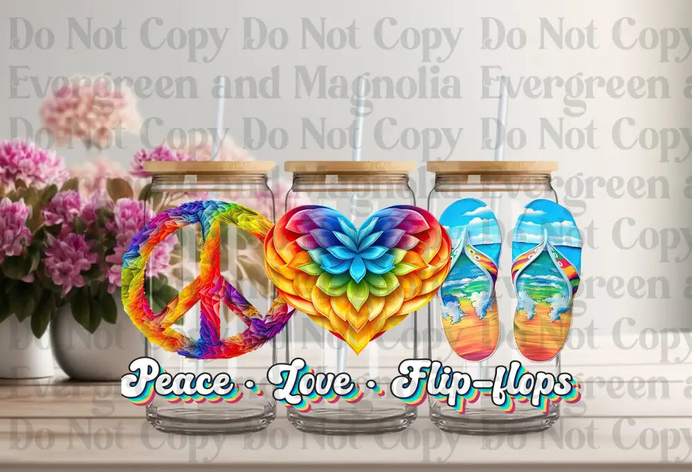 Peace -Love-Flipflops Uv Dtf Print