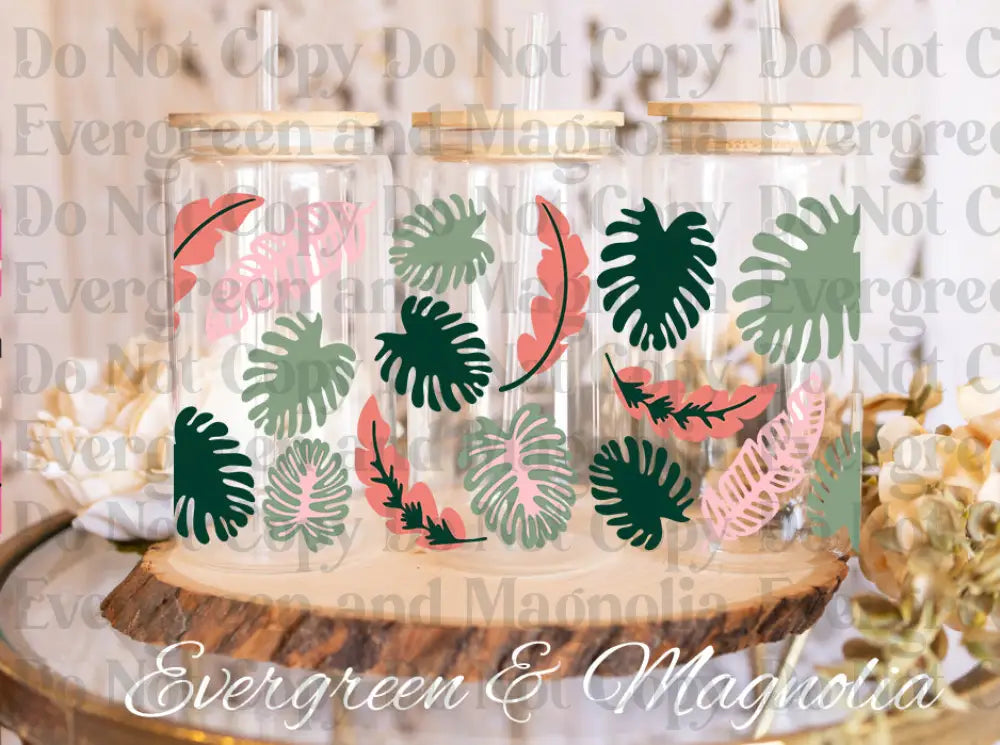 tropical leaves UV DTF print