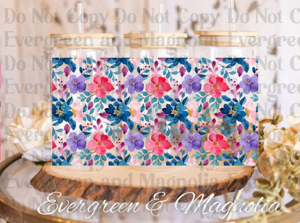 watercolor bright flowers