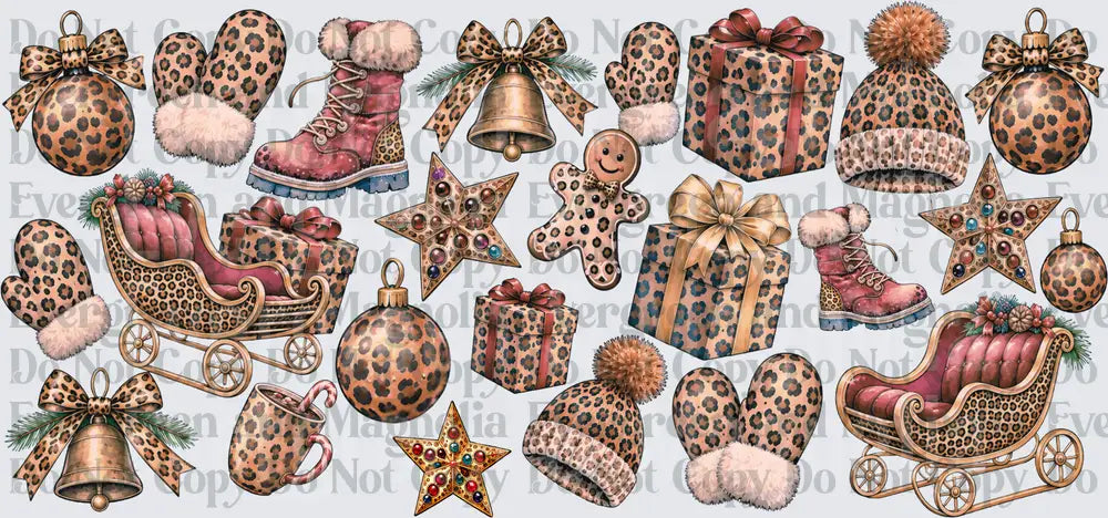 Leopard Print Christmas Holiday Elements Bundle