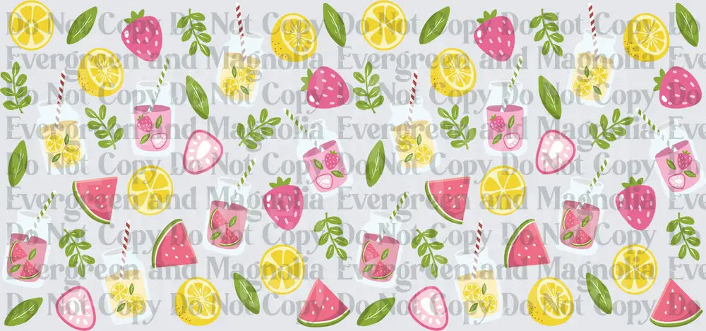 Summer Fruit Lemonade Pattern Strawberry Watermelon Lemons