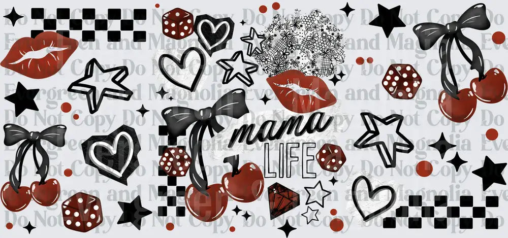 Mama Life Rockabilly Cherries Bows Stars Dice Lips Sheet