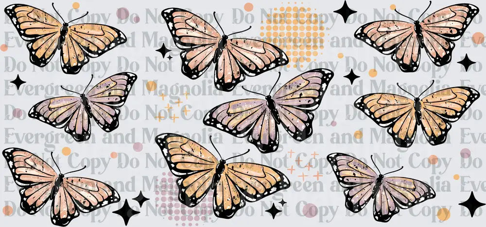 Boho Butterfly Pattern Peach Lavender Sparkle