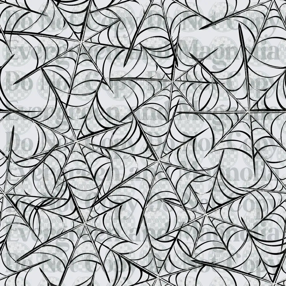 Black and White Repeating Spiderweb Pattern Design