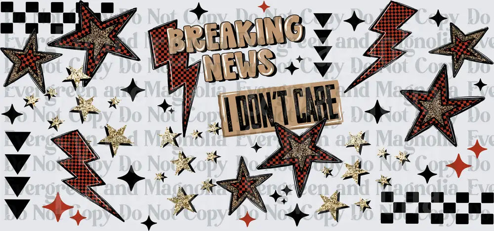 Breaking News I Don't Care Leopard Checkered Star Lightning