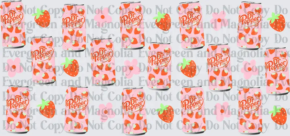 Pink Strawberry Soda Can Pattern with Flowers