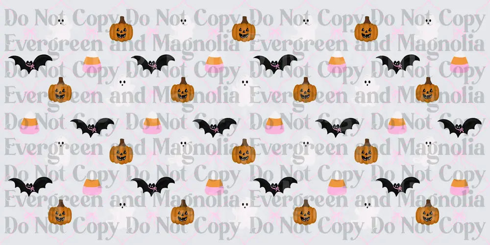 Girly Halloween Pattern Ghosts Bats Pumpkins Candy Corn