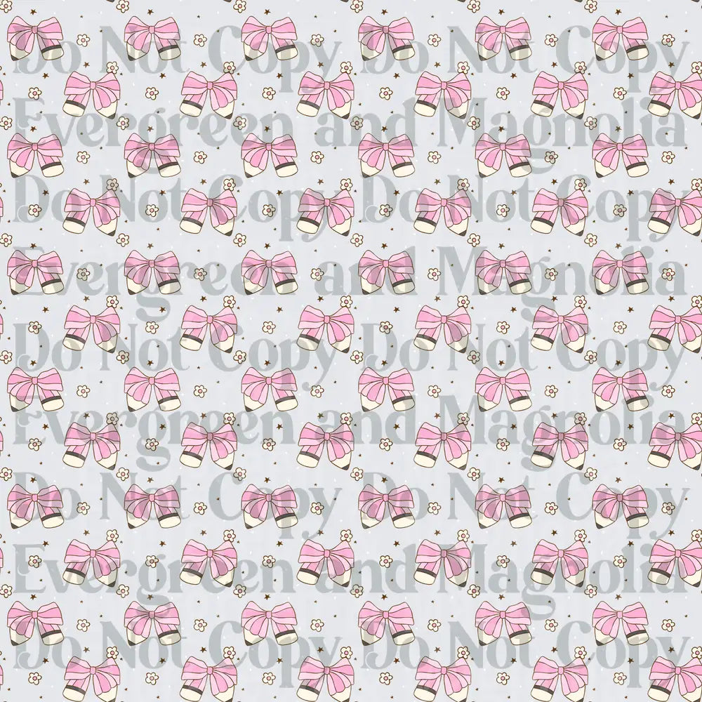 Pink Bow Ballet Shoes Floral Stars Repeat Pattern