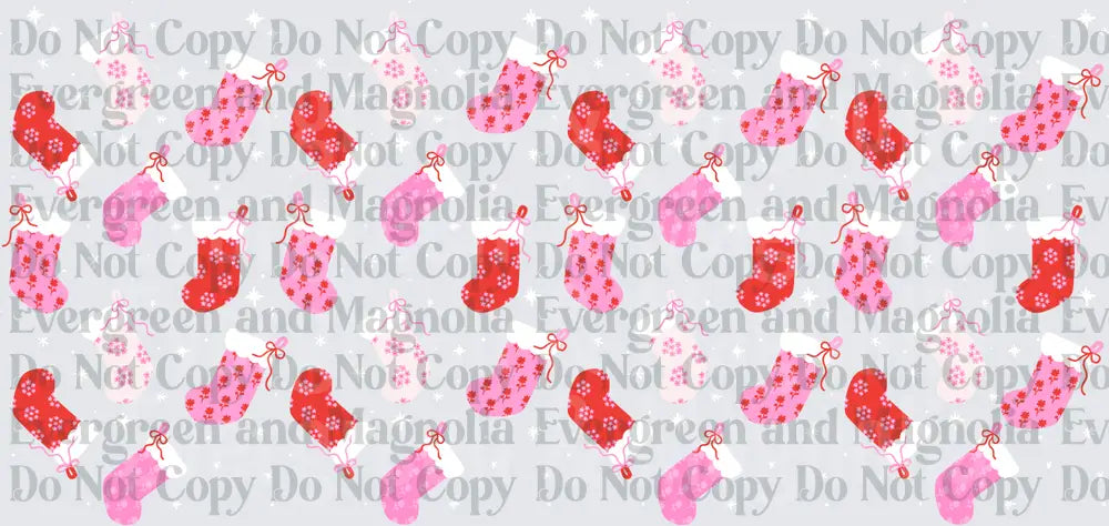Pink and Red Floral Christmas Stockings Pattern