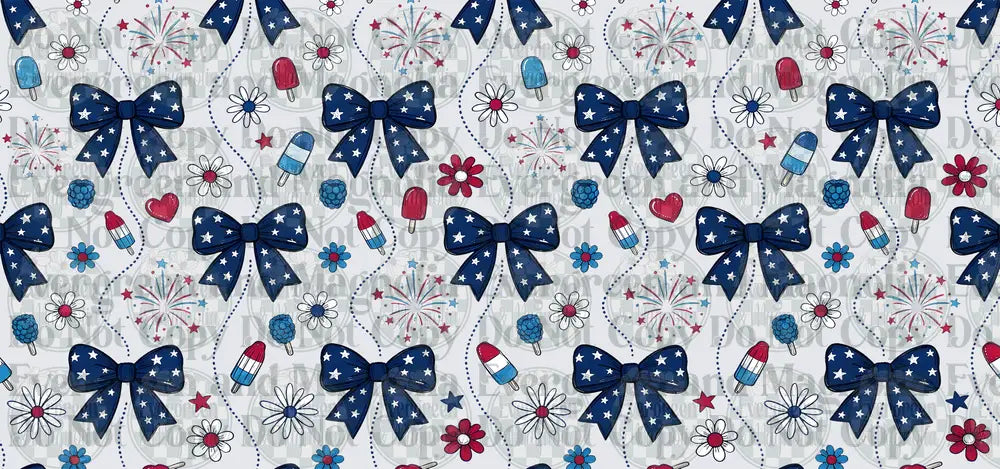 Patriotic Navy Star Bow Red White Blue 4th of July Pattern