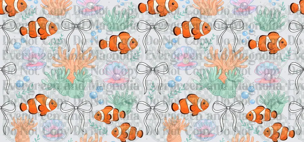 Clownfish Ocean Reef Bow Seamless Pattern