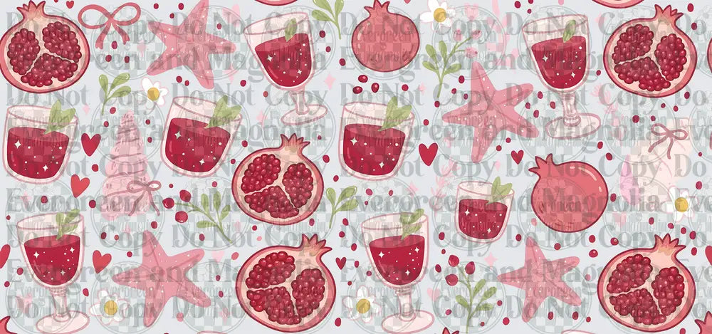 Pomegranate Fruit Juice Glass Starfish Floral Pattern