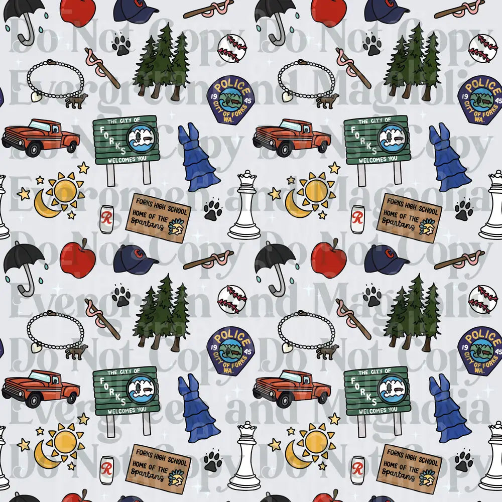Forks Washington Twilight Icons Pattern Repeat Design