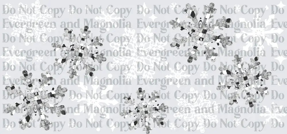 Metallic Silver Snowflakes Scattered Winter Pattern