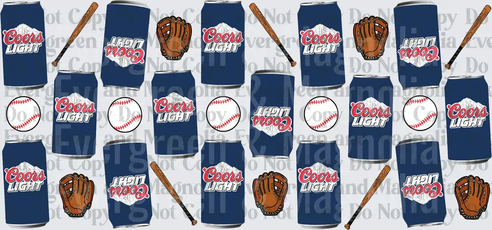 Beer Cans Baseball Gloves Bats and Balls Pattern