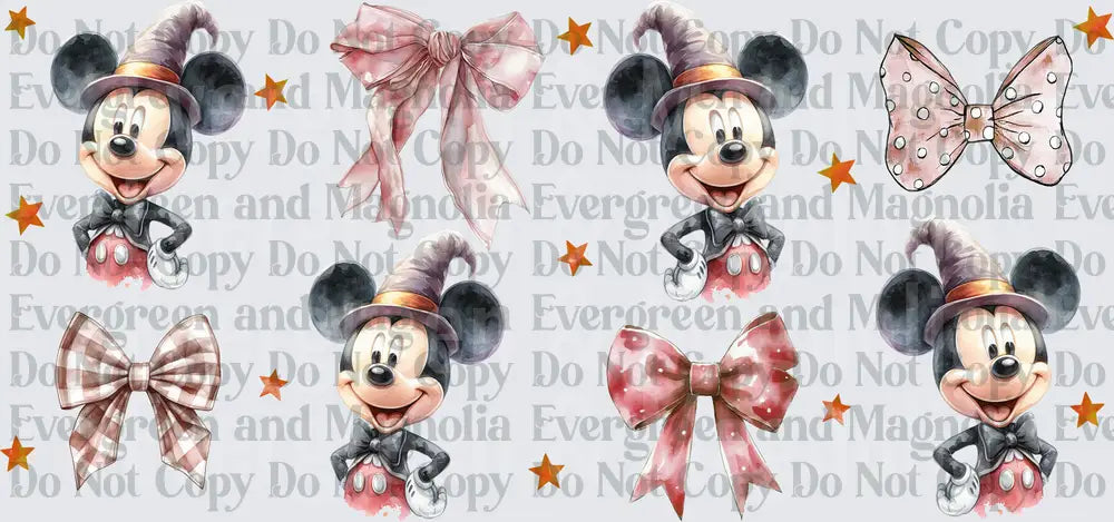 Halloween Witch Hat Mouse Character with Bows and Stars