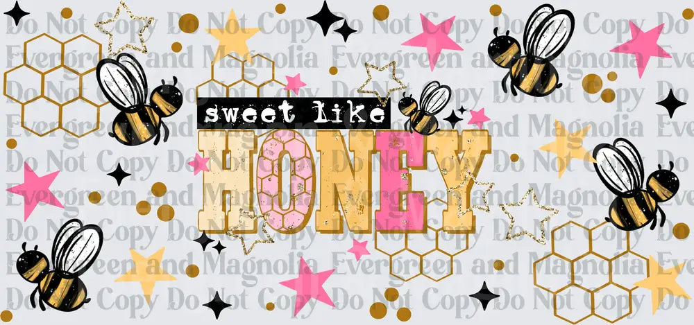 Sweet Like Honey Bees Honeycomb Stars Gold Pink Black