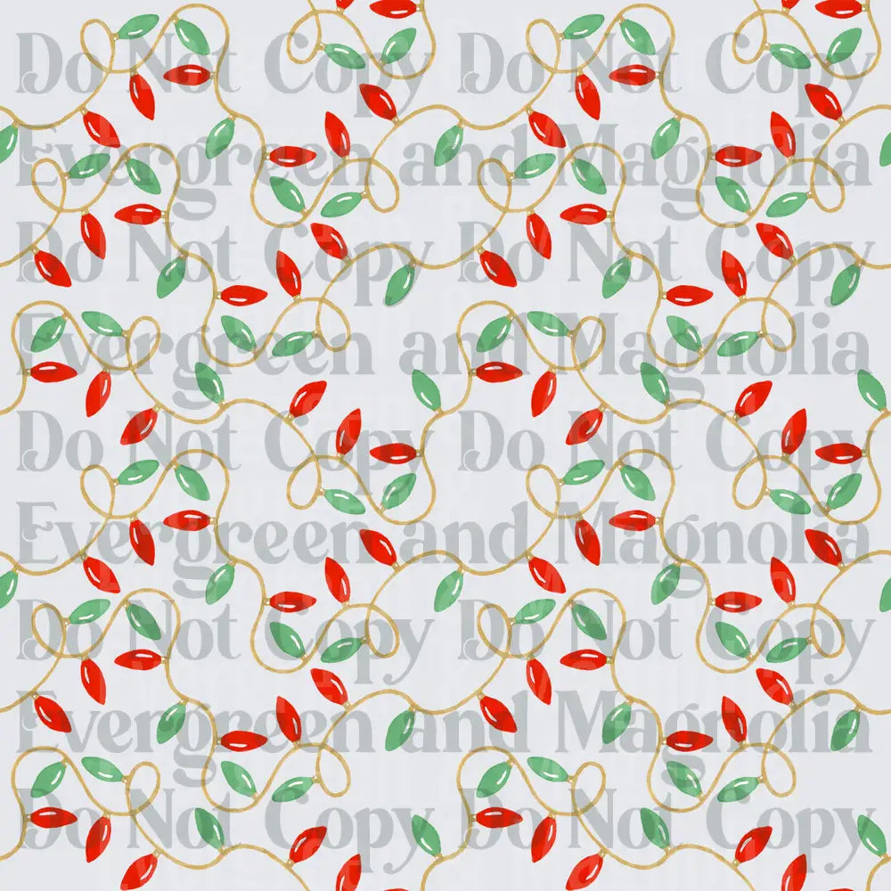 Red and Green Tangled Christmas Lights Repeat Pattern