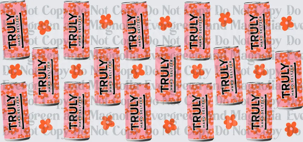 Pink Floral Hard Seltzer Can Pattern with Orange Flowers