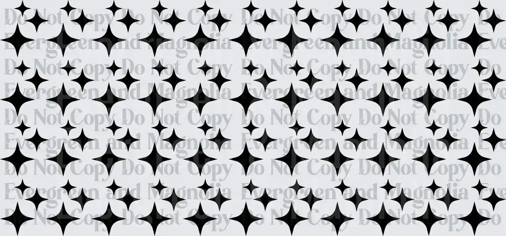 Black and White Four-Point Star Repeat Pattern