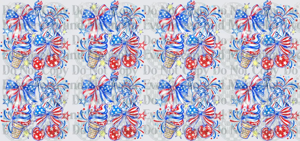 Patriotic Statue of Liberty Bow Ice Cream Cherry Stars