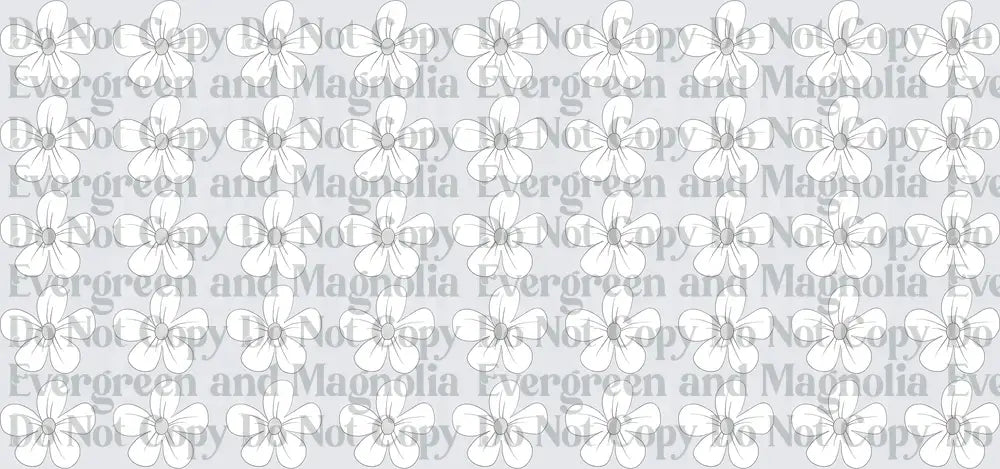 Repeating Simple Five Petal Flower Pattern White Outline
