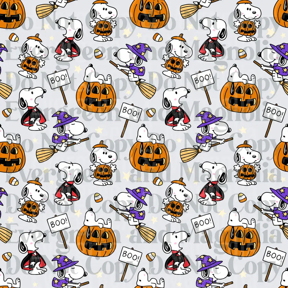 Halloween Cartoon Dog Witch Vampire Pumpkin Pattern