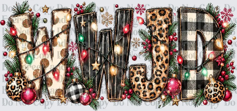 WWJD Christmas Lights Leopard Plaid Holiday Letters