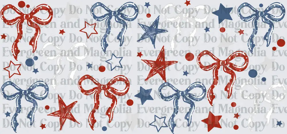 Patriotic Red White Blue Bows Stars Dots Pattern