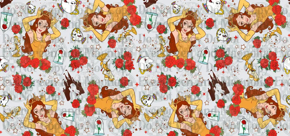 Enchanted Princess Pattern Red Roses Castle Icons