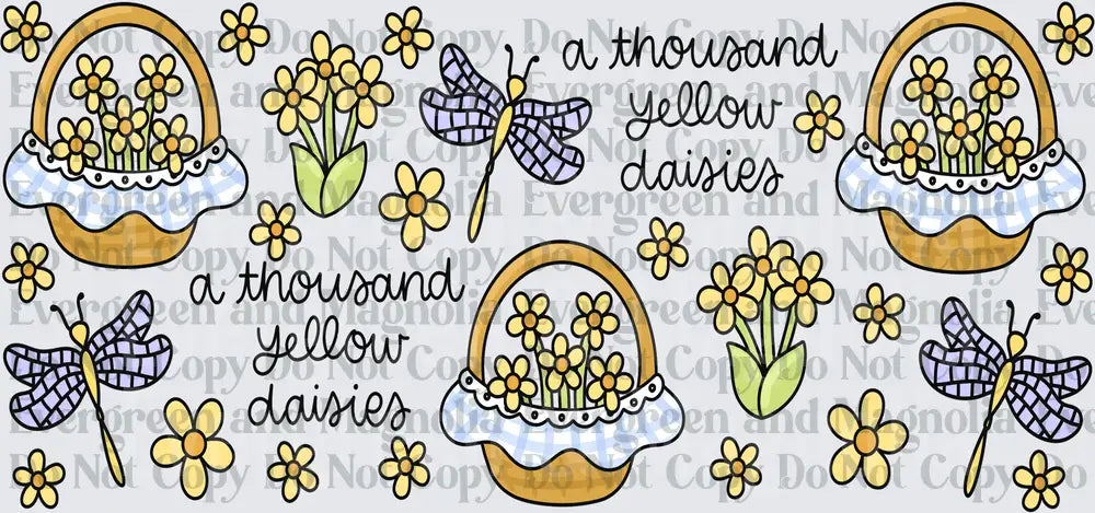 A Thousand Yellow Daisies Floral Baskets & Dragonflies