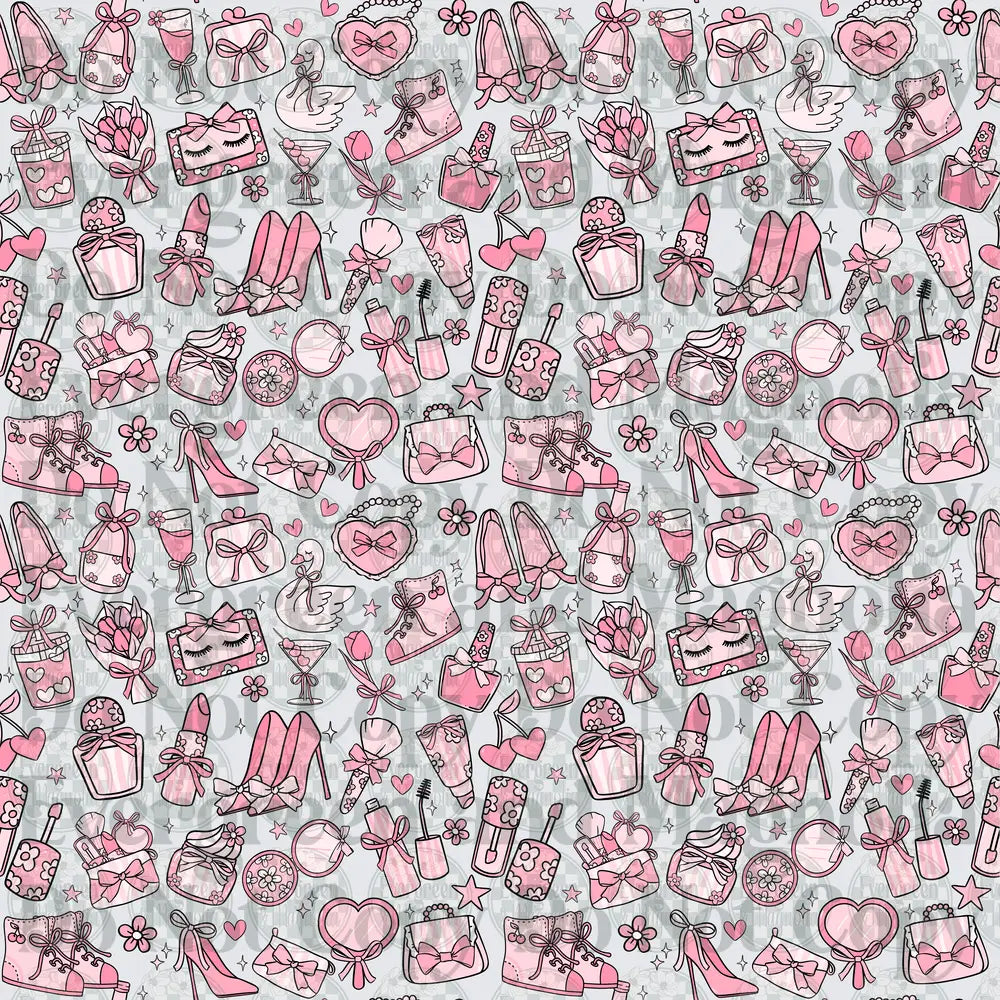 Pink Girly Fashion Beauty Accessories Pattern Collage