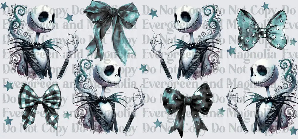 Skeletal Pumpkin King Bows and Stars Gothic Pattern