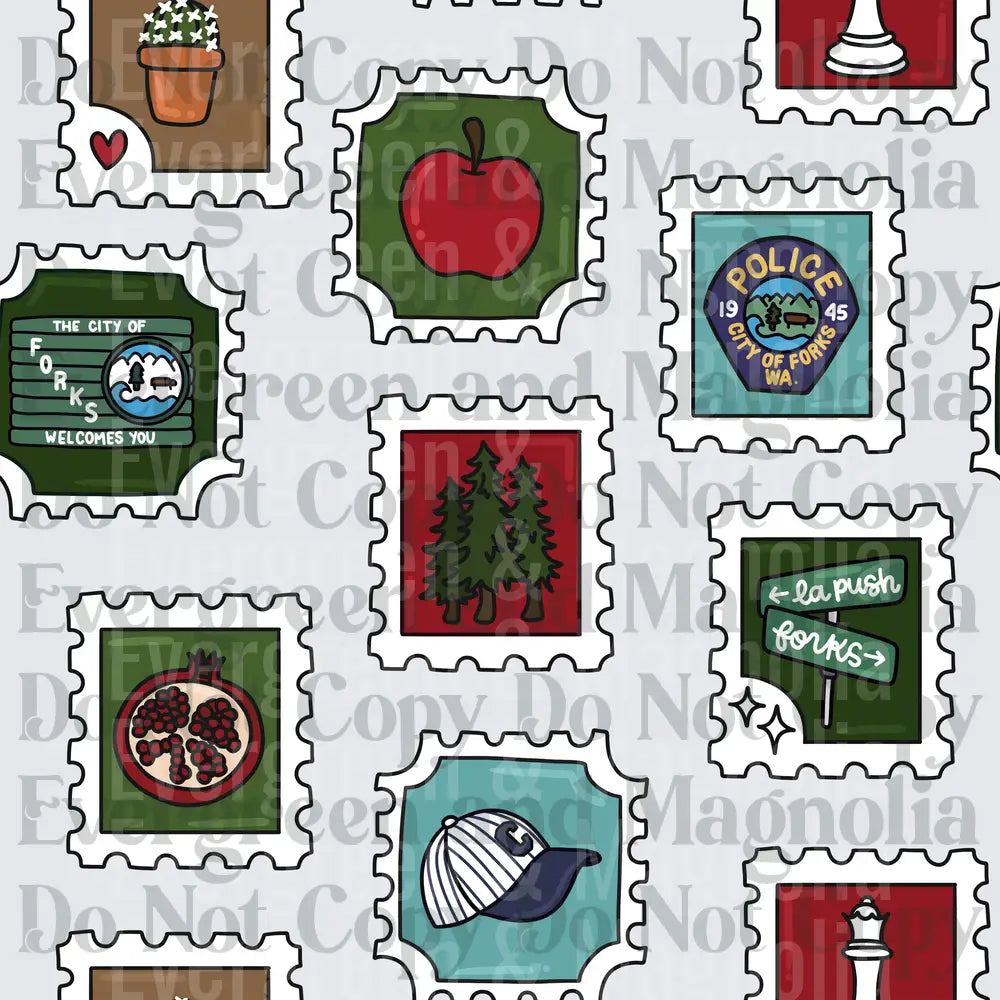 Forks Washington Twilight Inspired Postage Stamp Pattern