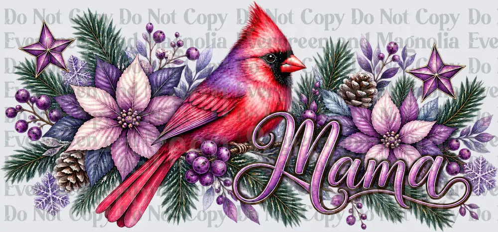 Mama Cardinal Purple Poinsettia Winter Floral Design