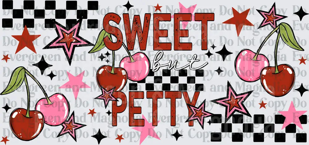 Sweet But Petty Retro Cherry Stars Checkered Design