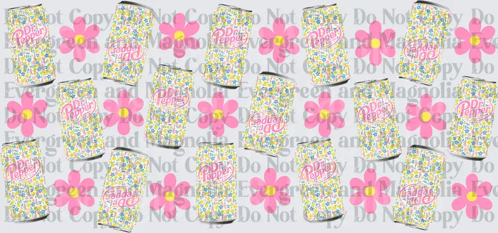 Floral Soda Can Pattern Pink Daisy Repeat Design