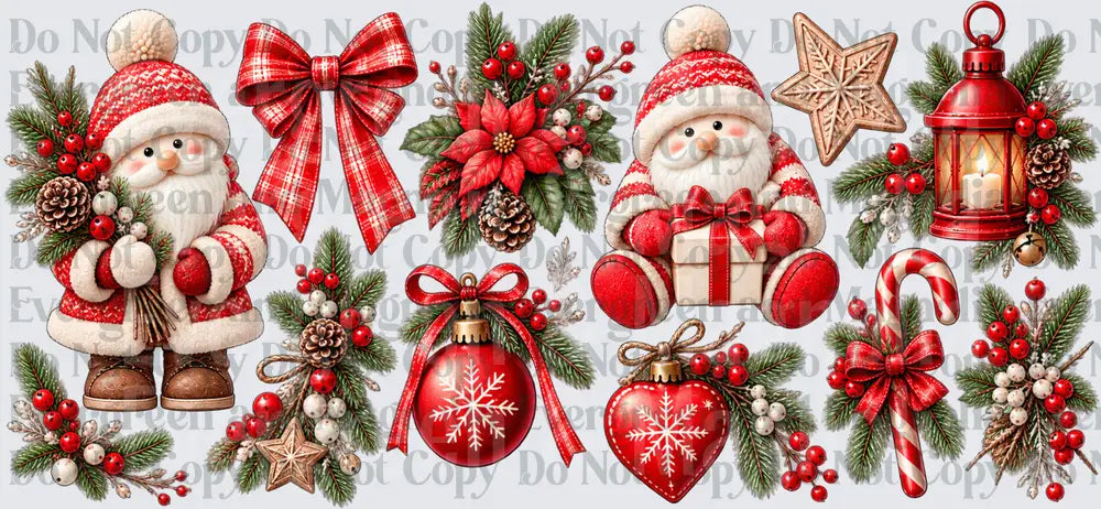 Vintage Christmas Gnome Santa Holiday Elements Bundle